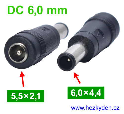Adapter napájecí konektor 5,5x2,1mm - 6,0x4,4mm
