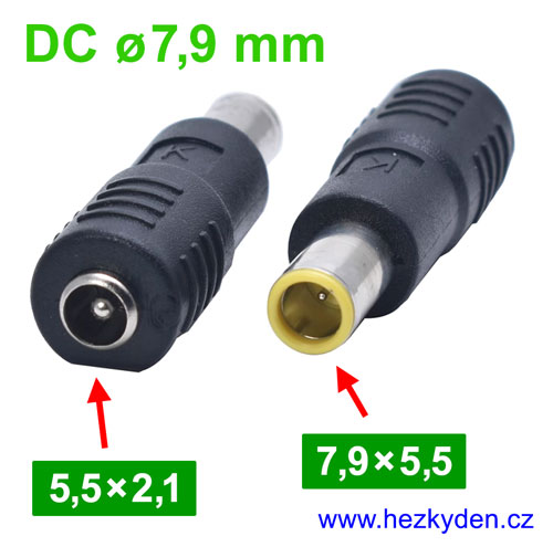 Adapter napájecí konektor 5,5x2,1mm - 7,9x5,5mm