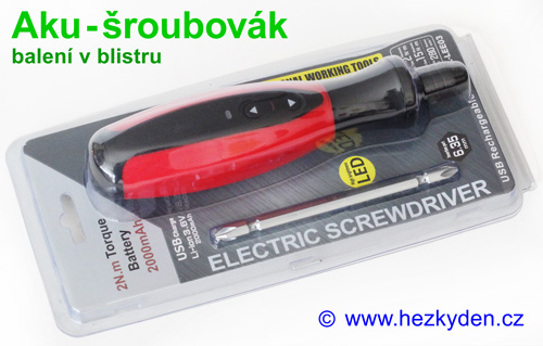 Aku šroubovák - balení v blistru