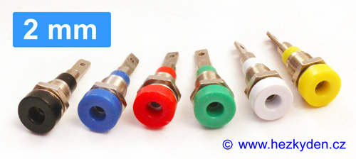 Zdířky pro banánek 2 mm - barvy Zdířky pro banánek 2mm - barvy