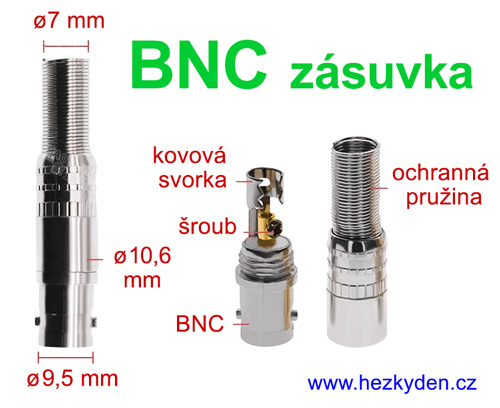 BNC konektor na kabel zásuvka - rozměry