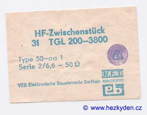 BNC spojka 50 ohm NDR - štítek