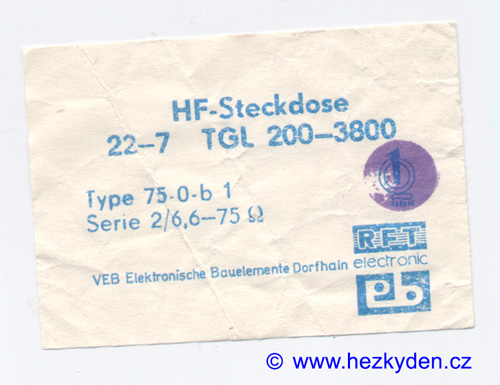 BNC zásuvka do panelu NDR - 75 ohm - štítek