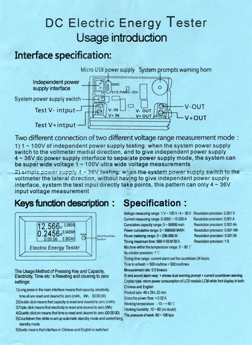 Panelový multifunkční měřák OLED 100V 15A DC - návod