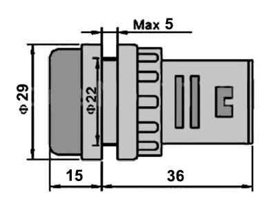 Digitální voltmetr LED kontrolka 500V AC - rozměry