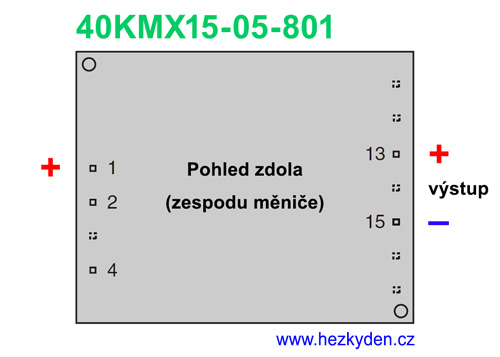 DC/DC izolovaný měnič 40KMX15-05-801 - schéma