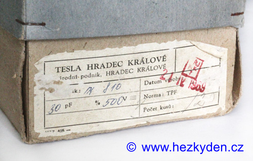 Keramické kapacitní trimry TESLA - štítek