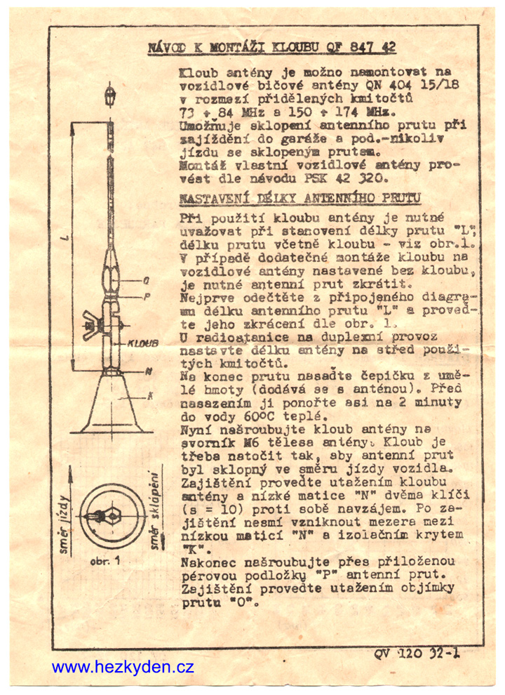Kloub antény QF 847 42 - návod 1