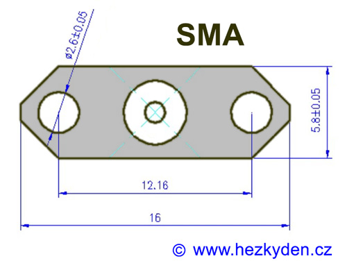 Konektor SMA do panelu - rozměry - typ 2