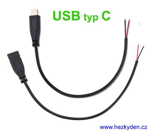 Kabel USB typ C - vidlice/zásuvka