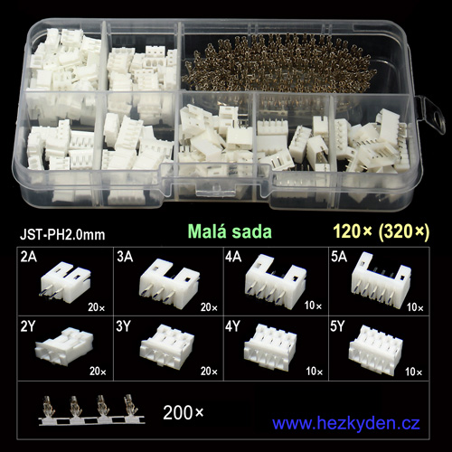 JST PH2.0 - malá sada 120 ks (320 ks)
