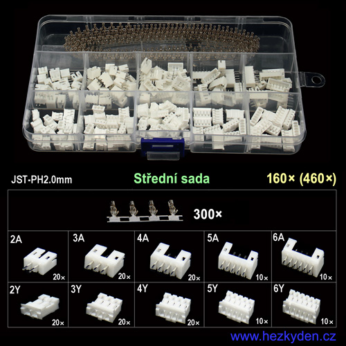 JST PH2.0 - střední sada 160 ks (460 ks)