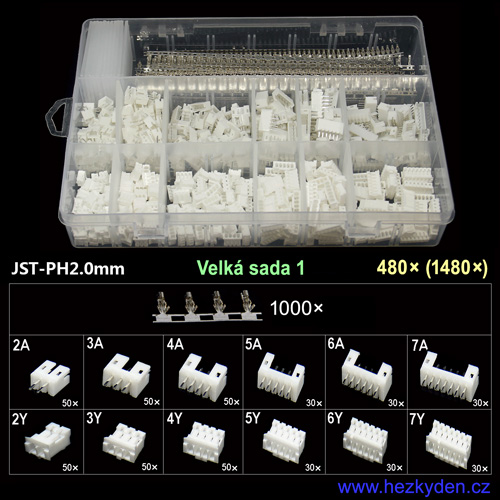 JST PH2.0 - velká sada 1 - 480 ks (1480 ks)