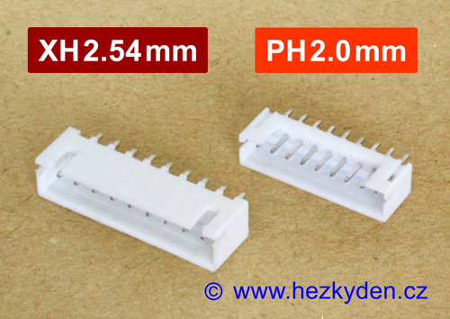 XH2.54mm a PH2.0mm - zásuvky do DPS