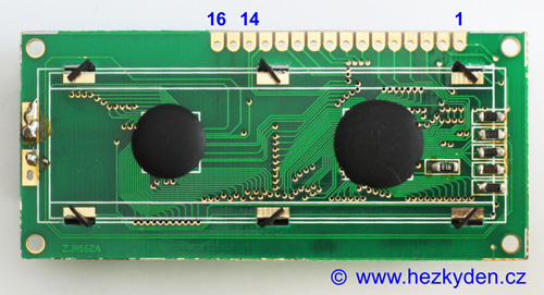 LCD modul ZJM162A - zapojení pinů