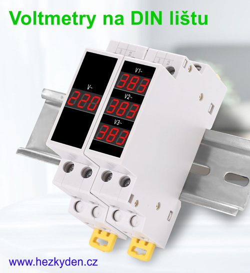 LED voltmetry na DIN lištu
