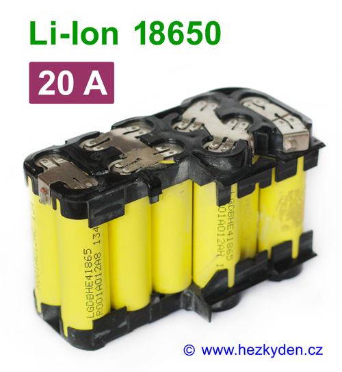 Li-Ion baterie 18650 LG 2500 mAh, LGDBHE41865 ICR18650HE4, 12pack