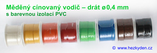 Měděný cínovaný vodič drát s barevnou PVC izolací
