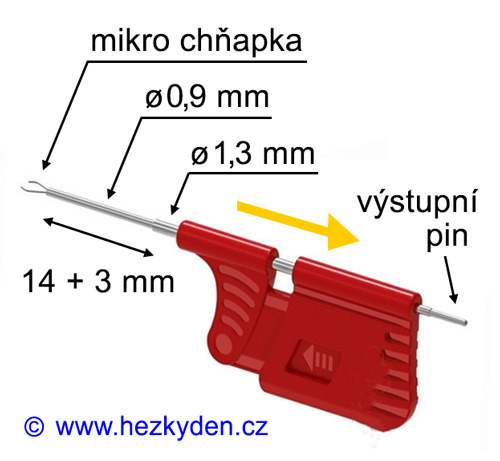 Měřicí háček Micro SMD - rozměry