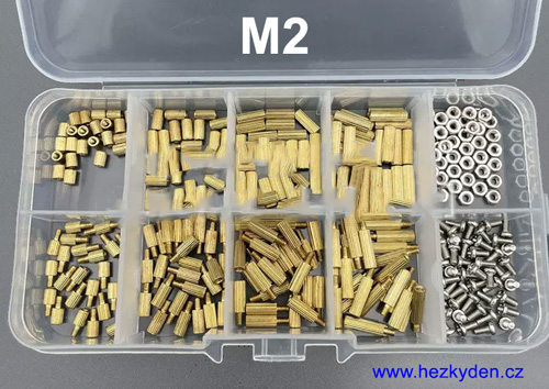 Mosazné distanční sloupky M2 - malá sada 7
