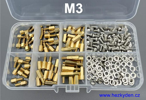 Mosazné distanční sloupky M3 - malá sada 5
