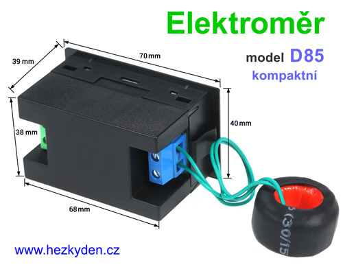 Panelový multifunkční elektroměr - rozměry - model D85 (kompaktní)