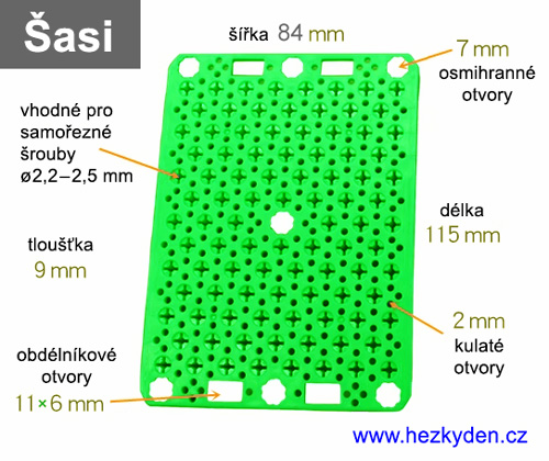 Nosná deska plastová 84x115mm - rozměry šasi