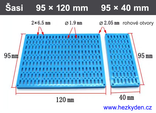 Nosné desky plastové 95x120mm a 95x40mm - rozměry