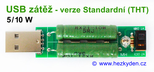 Odporová USB zátěž - standardní (THT)