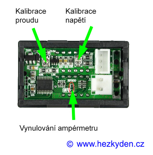 Kombinovaný voltmetr/ampérmetr 2x3 místa - kalibrace