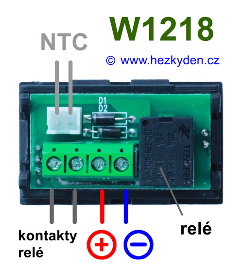 Panelový termostat W1218 - zapojení