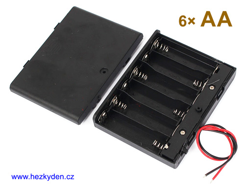 Pouzdro na 6 tužkových baterií AA s vypínačem