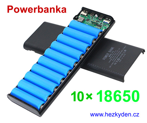 Powerbanka pro 10x Li-Ion 18650 USB - baterie