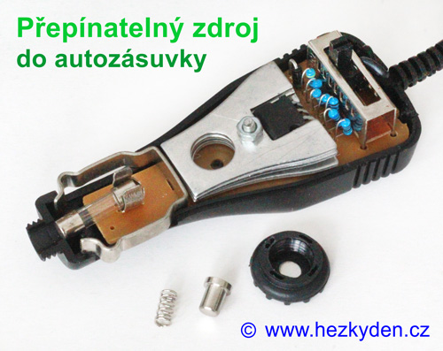 Přepínatelný zdroj do autozásuvky - konstrukce