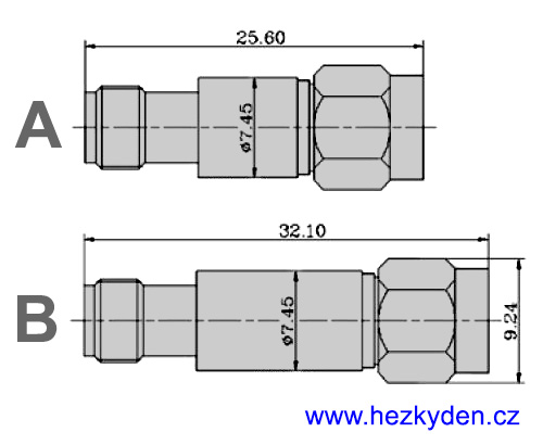 SMA atenuatory - rozměry