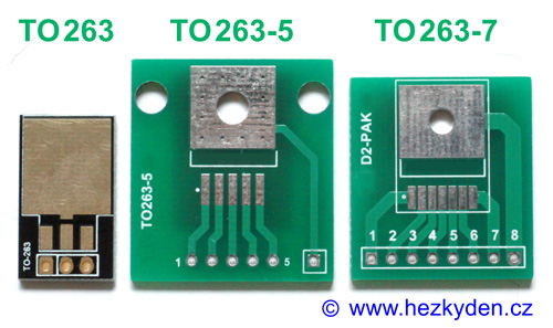 SMD adaptery TO263 - porovnání typů pro 3/5/7 pinů