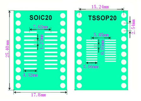 SMT adapter SO20 SOIC20 TSSOP20