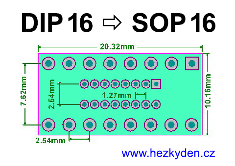 SMT reverzní adapter DIP16 SOP16