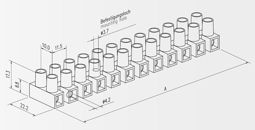 Lámací svorkovnice EKL-2E - rozměry