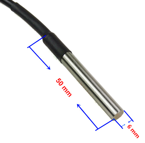 Teplotní senzor DS18B20 s kabelem - detail čidla