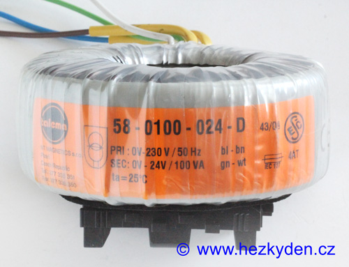 Toroidní trafo 230/24 V, 100 VA - štítek Toroidní trafo 230/24 V, 100 VA - štítek