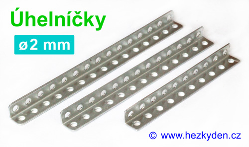 Úhelníčky s otvory 2mm - dlouhé 50/65/75 mm