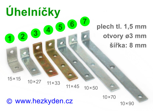 Úhelníčky - rozměry
