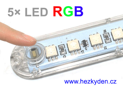 USB LED lampička 5 LED RGB