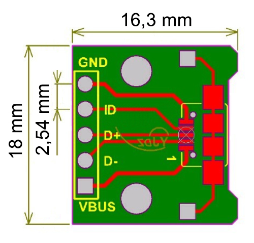 USB micro B adapter PCB