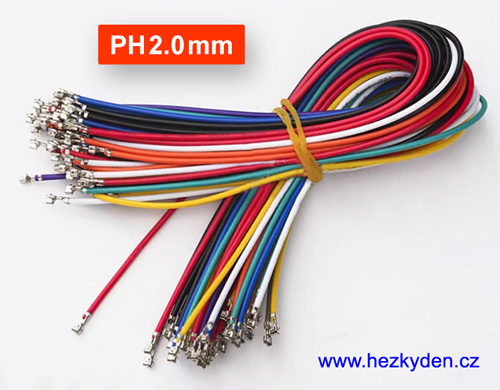 Vodič s oboustranně nakripovanými piny PH 2.0 mm