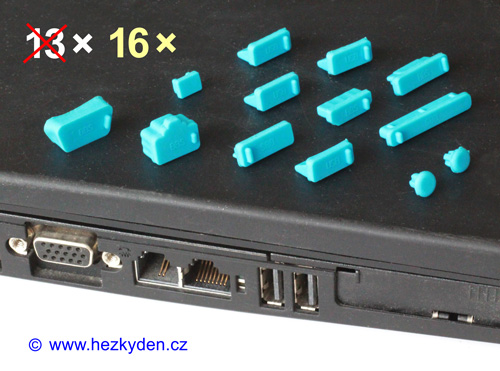 Záslepka do PC - USB, RJ45, HDMI, VGA, Jack 3,5 mm - sada 13 ks