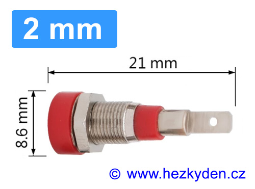 Zdířka pro banánek 2mm PROFI - rozměry Banánková zdířka 2 mm PROFI - rozměry