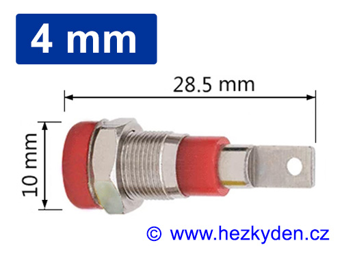 Banánková zdířka 4 mm PROFI - rozměry