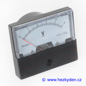 Panelový analogový voltmetr DC 60x70mm DH670